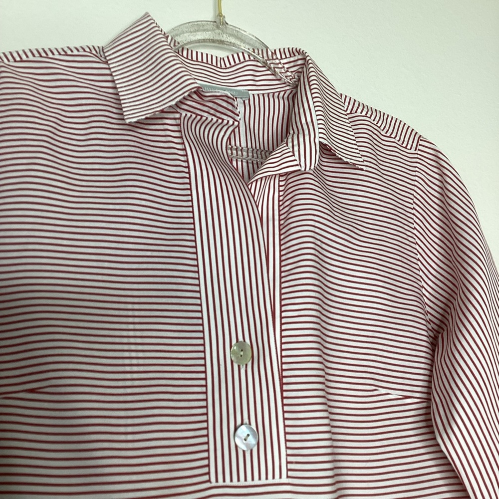 Hinson Wu Aileen Popover Top Red Stripes 3/4 Sleeves Sz 2(S) - Picture 4 of 10